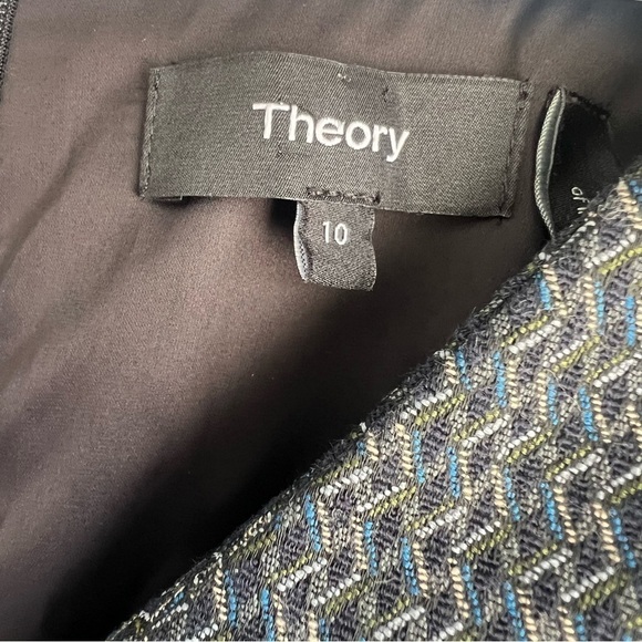 Theory Size 10 Easy v Shift Dress In Multi Shadow Jacquard - Picture 4 of 6
